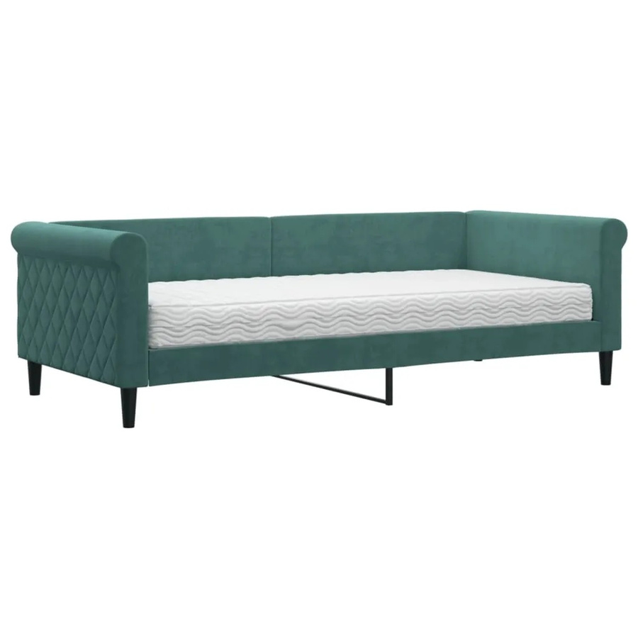 vidaXL Tagesbett mit Matratze in Dunkelgrün aus Samt, B/T/H: 90 x 200 cm - Bild 2