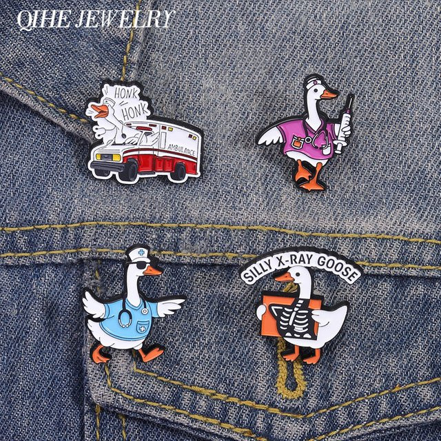 QIHE JEWELRY Brosche Gans Emaille, Bunt - Bild 1