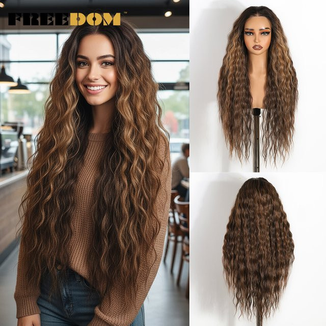 FREEDOM Lace-Front-Perücke, synthetisch, Ombre-Braun, Damen - Bild 1