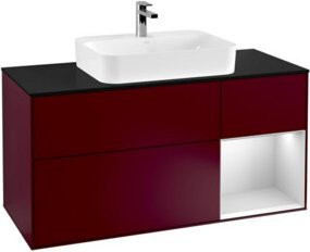 V&B Waschtischunterschrank Finion in Platinblau lackiert mit Regalelement in Reinweiß matt, Breite: 120 cm, Tiefe: 50,1 cm, Höhe: 50,1 cm - Bild 1