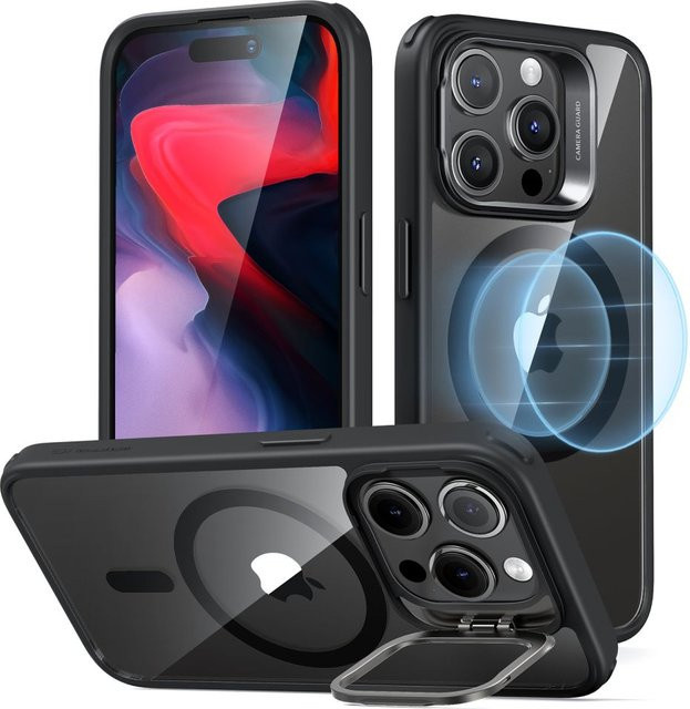 ESR Classic Hybrid Kickstand MagSafe Schutzhülle für Apple iPhone 15 Pro, Schwarz Transparent - Bild 1