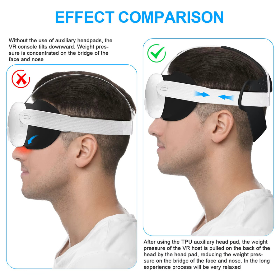 Shunmaii TPU-Ersatz-Kopfbandkissen für Meta Quest 3 VR-Headset in Schwarz oder Weiß - Bild 4