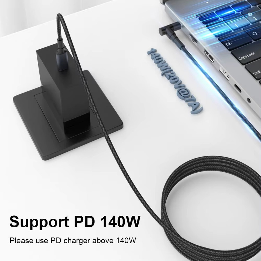 USB Typ C auf DC Konverter Kabel PD 140W Schnellladekabel für Laptop 20V 7A, Anschluss 5,5 x 2,5 mm, Schwarz - Bild 1