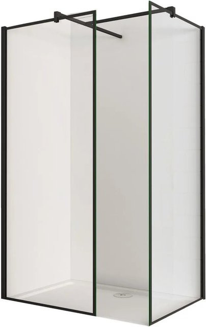 Duschparadies Walk-in Duschkabine aus Glas mit NANO-Beschichtung, Farbe Schwarz/Transparent, B/T: 140 x 80 cm - Bild 1