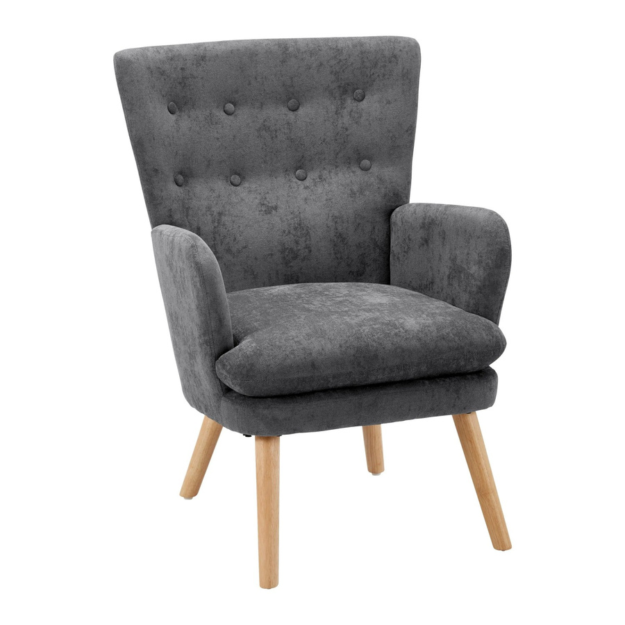 Bessagi Home Sessel Stanka Lounge-Sessel aus Webstoff in Grau mit Armlehnen - Bild 2