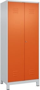C+P Putzmittel-Spind Classic PLUS mit 2 Abteilen, Zylinderschloss und Füßen, Lichtgrau/Reinorange, H x B x T: 195 x 80 x 50 cm - Bild 1