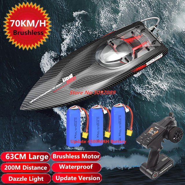 Tccicadas RC-Schnellboot, Hochgeschwindigkeits-RC-Rennboot-Spielzeug, Metall, Schwarz - Bild 1