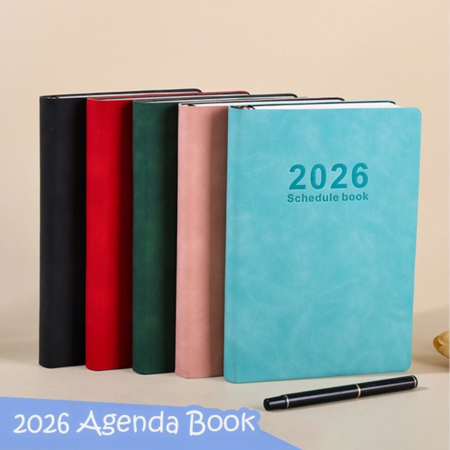 KEANG 2026 Zeitplan A5 Kalendernotizbuch aus Kunstleder in Blau und Multicolour mit Hardcover für deine tägliche Planung - Bild 1
