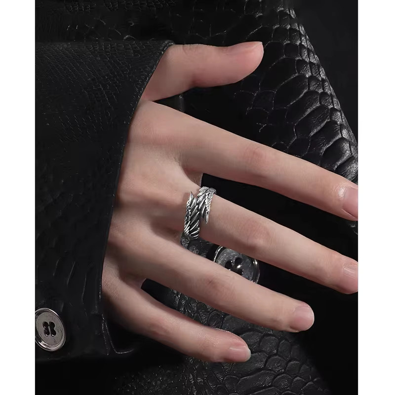 LENNIK Ring, Engel Dämon Flügel, Silber, Unisex - Bild 2