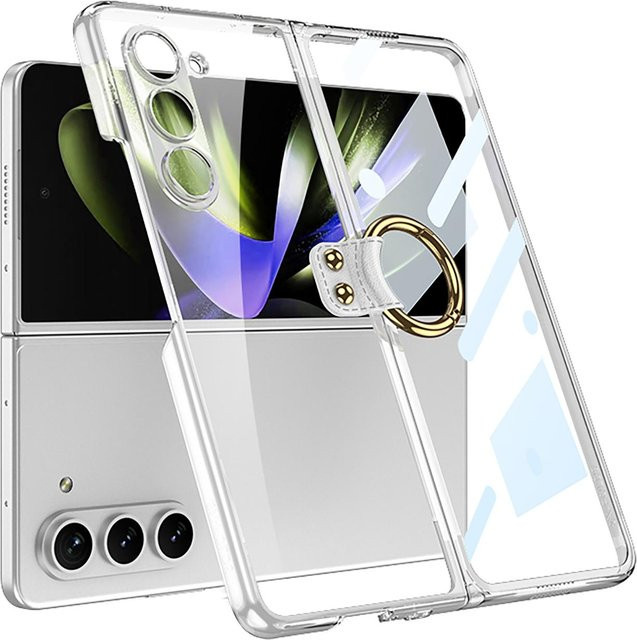 Samsung Galaxy Z Fold 5 Hülle mit transparenter Ringhalterung und gehärteter Folie in Transparent, ultradünn und stoßfest - Bild 1