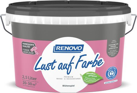 RENOVO Dispersionsfarbe Blütenspiel in Lila und Bunt, matt, lösungsmittelfrei, 2,5 l - Bild 1