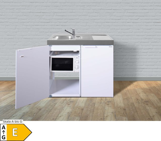 Stengel Küchen Kitchenline MKM 100 Küchenzeile in Weiß mit Becken links und ohne Kochfeld rechts - Bild 1