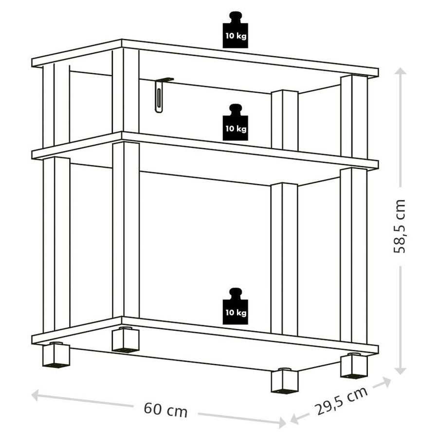 Kesper Regal Grau aus Spanplatte mit 3 Ebenen, B/H/T: 29,5 x 58,5 x 60 cm - Bild 2