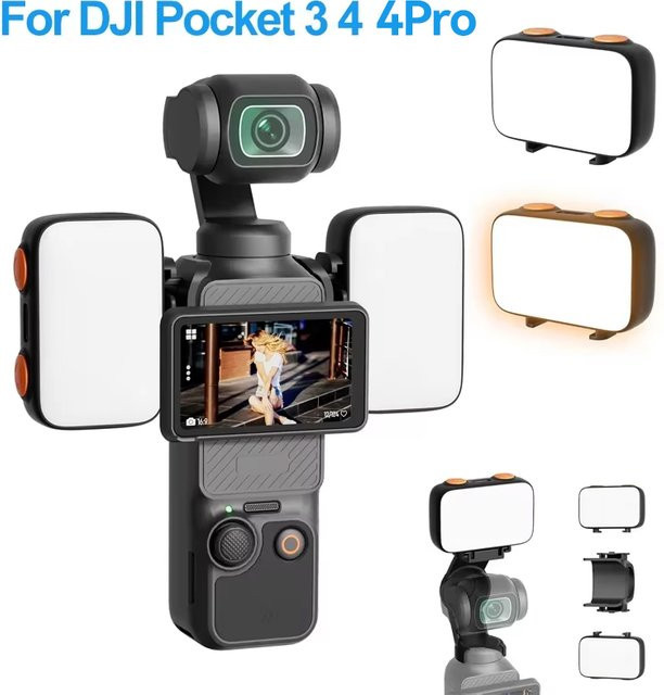 DJI OSMO Pocket 3 4 4 Pro Zubehör LED-Licht in Schwarz mit einstellbarer Helligkeit für Gimbal Selfie Vlog Video Zusatzbeleuchtung - Bild 1