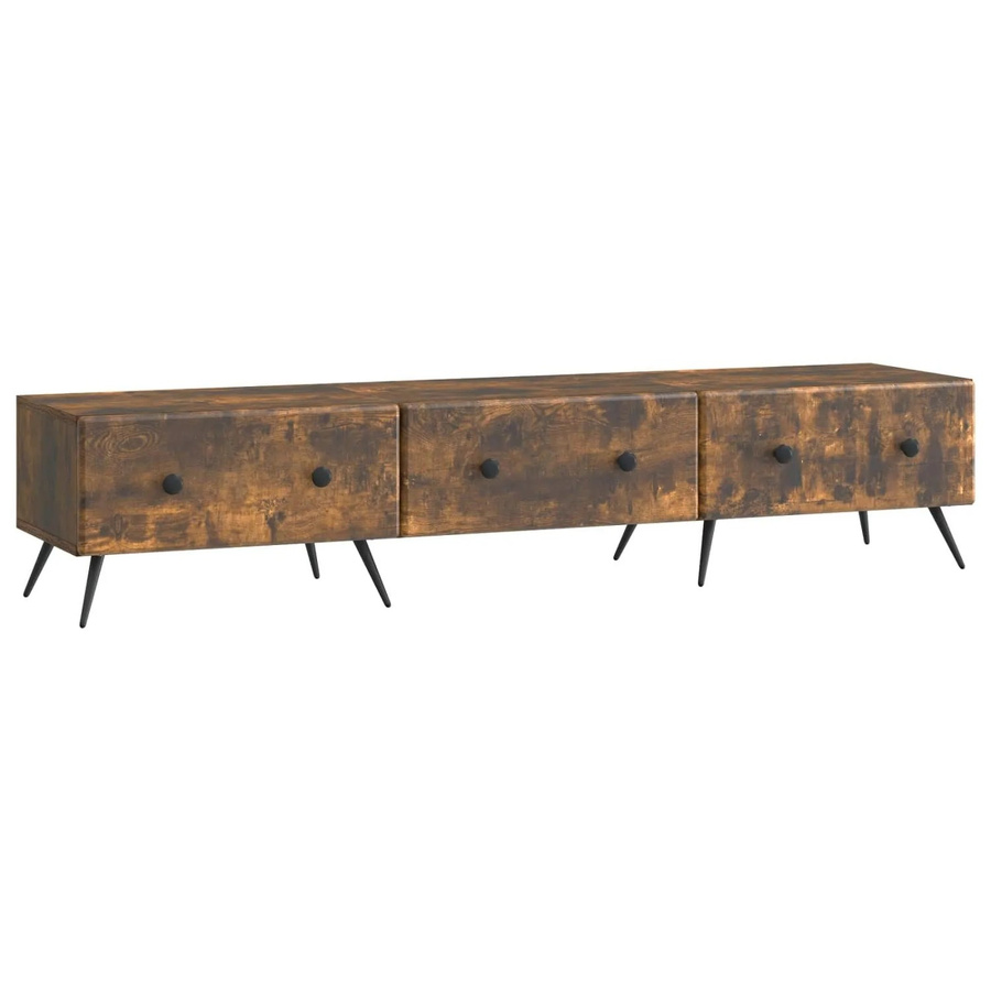 vidaXL TV-Schrank aus Holzwerkstoff in Geräucherte Eiche, Modernes Design, B/T/H: 147 x 34,5 x 30 cm - Bild 2