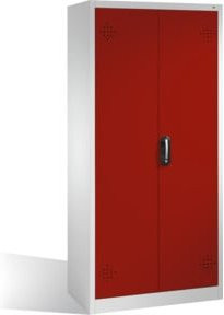 C+P Umweltschrank mit Drehtüren und 4 Polyethylen-Wannen, Korpus Lichtgrau, Front Rubinrot, H x B x T: 195 x 93 x 50 cm - Bild 1
