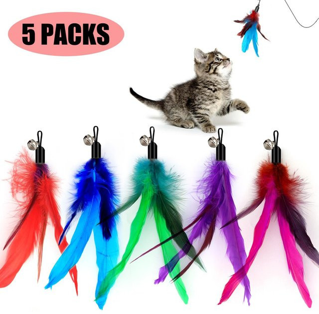 Bestbags Katze Feder Spielzeug, 5-teiliges Set, mit Glocke, blau - Bild 1