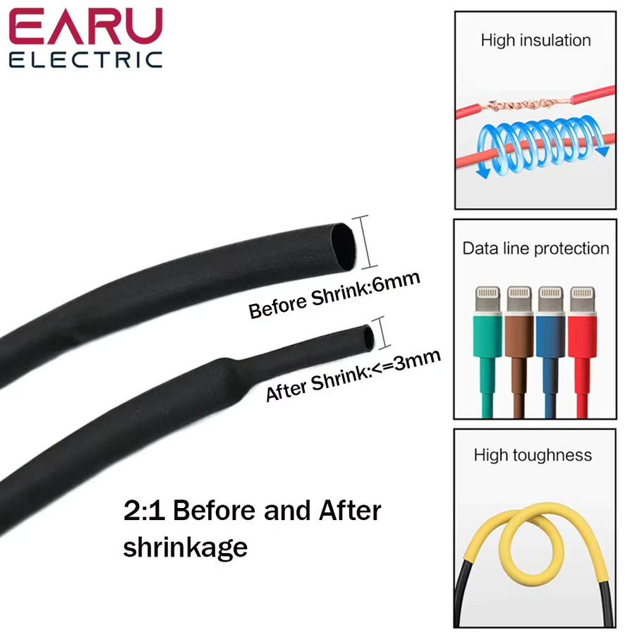 EARUELETRIC Schrumpfschläuche Set aus thermobeständigen Rohren für elektrische Anschlüsse, Kabel und Drähte, 150–750 Stück - Bild 3