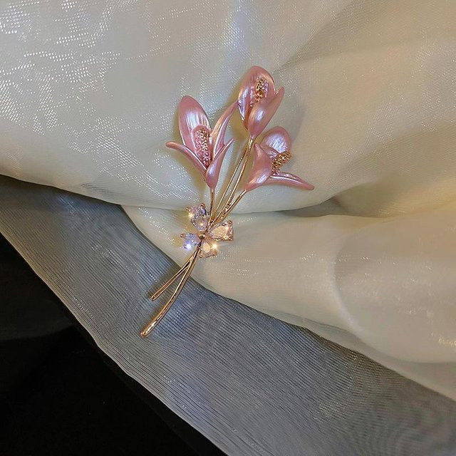 LChome Brosche Blume, Zirkonia, Rosa, Damen - Bild 1