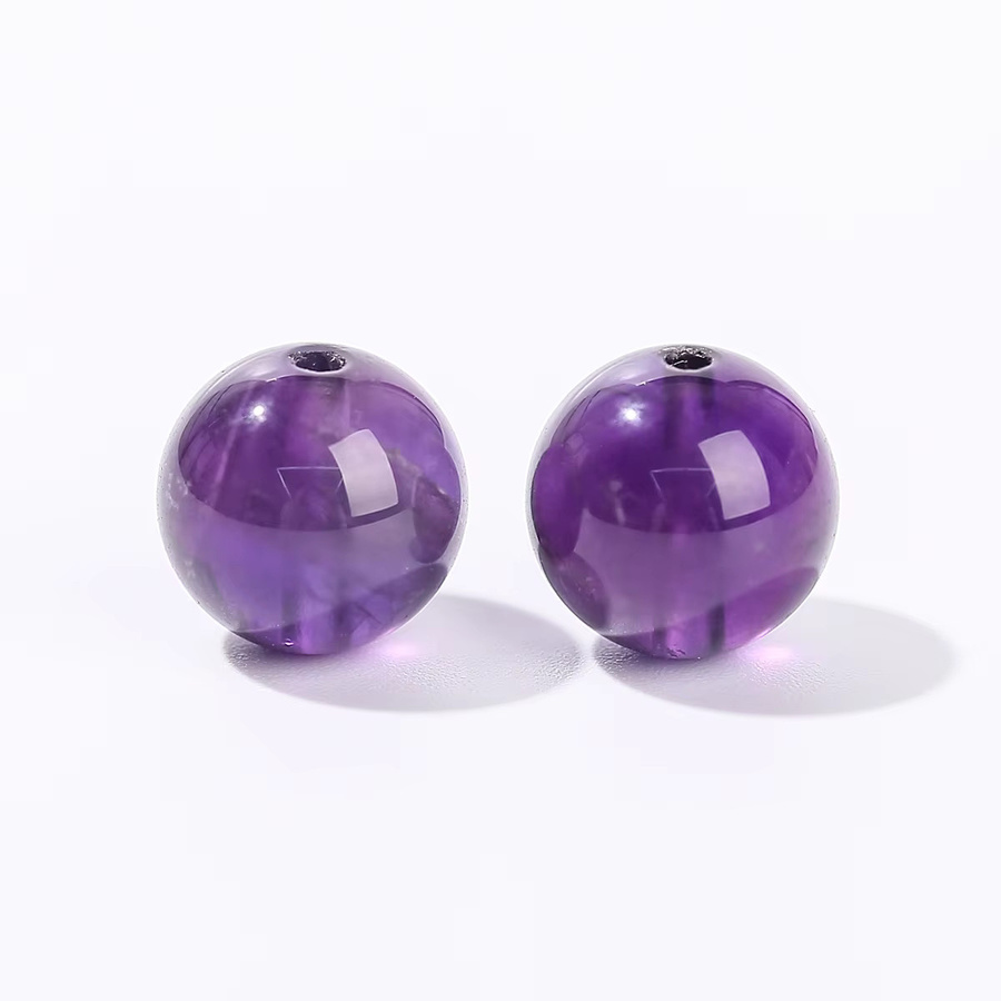Naturstein-Kristallperle, Amethyst, Bergquarz, rund - Bild 2