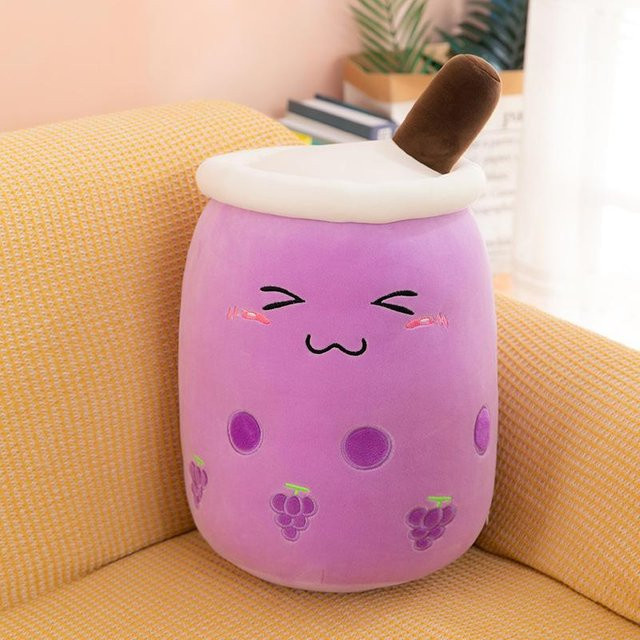 Simulations-Fruchtmilchtee-Tasse Bubble Tea Puppe, Plüschtier, 25cm, Lila, Bunt / Mehrfarbig - Bild 1
