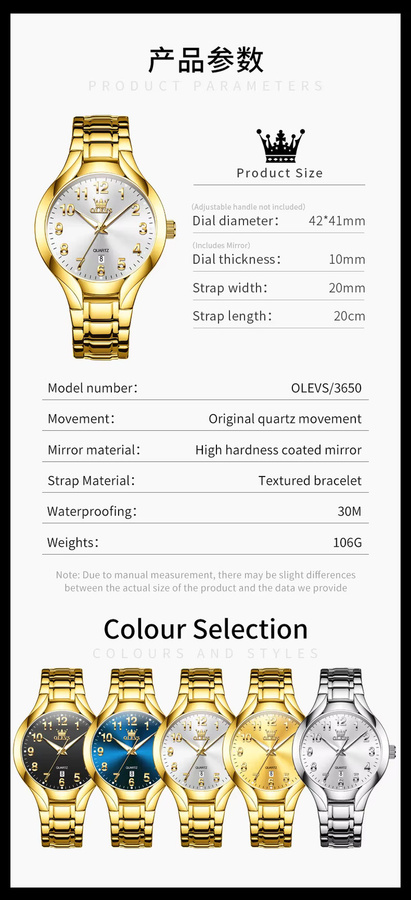 OLEVS Armbanduhr Quarz, Digital, Gold, Edelstahl, Herren - Bild 6