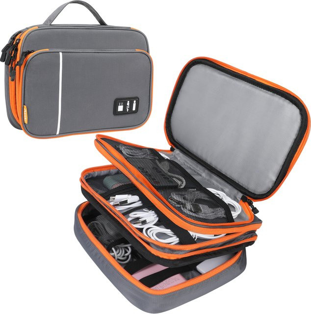 Acoki Dreilagige Organizer-Tasche in Grau für Elektronik-Zubehör, Kabel, SD-Karten, Powerbank und 11 Zoll Tablet - Bild 1