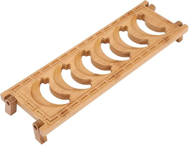 CosyHome Teetassenhalter aus natürlichem Bambus mit 6 Fächern und Abtropfgestell in Beige - Bild 1