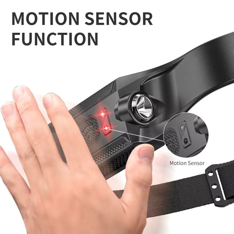 Heinast Sensor-LED-Stirnlampe in Schwarz mit USB-Aufladung und Motion-Sensor für Camping und Notfälle - Bild 3