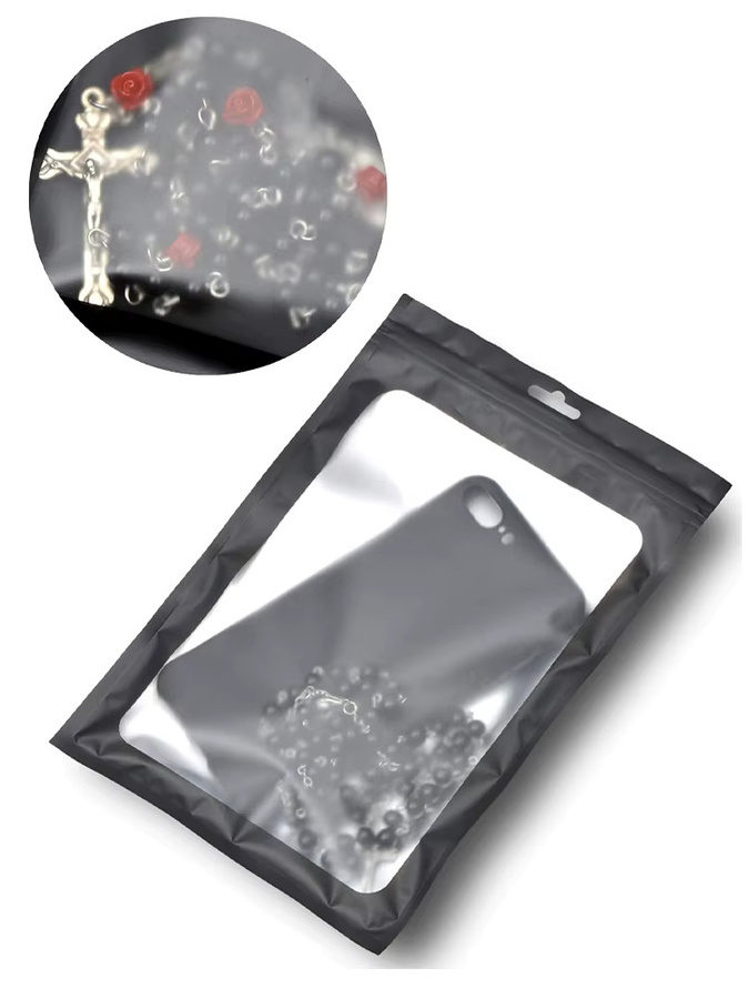 Wiederverschließbare Mylar-Beutel mit klarem Fenster, geruchdichte Folienbeutel in Schwarz und Transparent für Schmuck und Verpackungszubehör - Bild 6