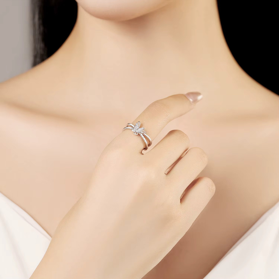 MISEFF Ring, 925 Silber, Mond-Schmetterlingsring, Zirkonia, Damen - Bild 2