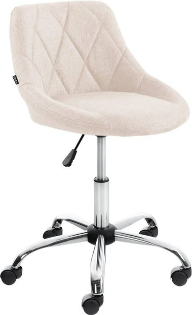 DELUKE Arbeitshocker AARHUS Drehhocker mit Rollen in Creme aus Stoff, B/T/H: 47 x 49 x 71 cm - Bild 1