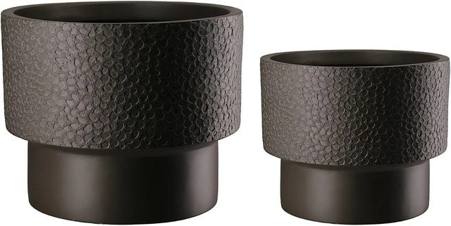 Gilde 2er Set Pflanzgefäß Pardo aus Keramik Braun Höhe: 24 cm, Durchmesser: 30 cm - Bild 1