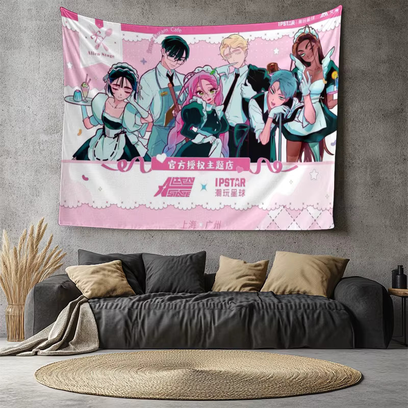 VIKAMA Alien Stage Maid Cafe Wandteppich, Anime Hintergrundtuch für dein Schlafzimmer, Mehrfarbig, Breite: 60 cm, Höhe: 40 cm - Bild 2