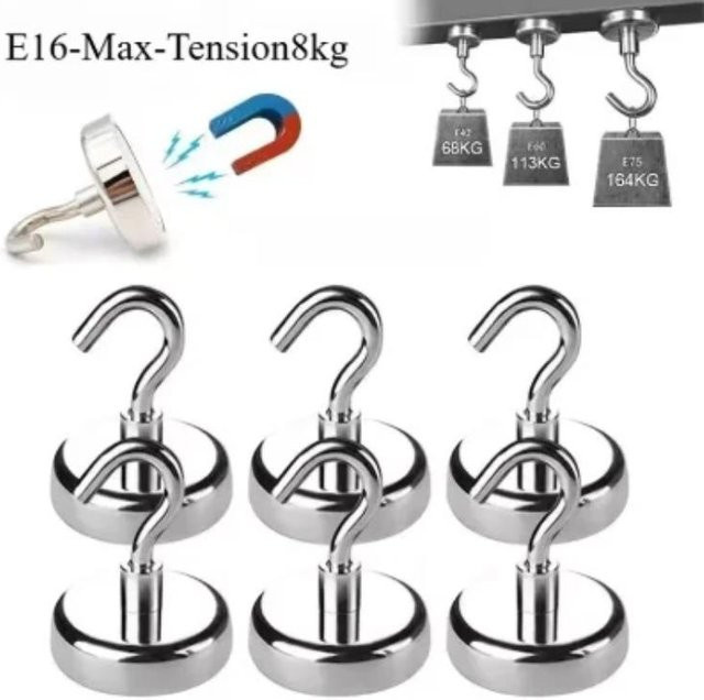 10 Stück YWZT Home Depot Magnethaken aus Edelstahl in Silber, Mehrzweck-Aufbewahrungshaken für Küche, Bad und Schlüssel - Bild 1