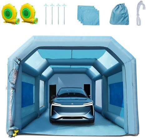 VEVOR Aufblasbare Lackierkabine für Autolackierungen in Blau mit Filtersystem und 2 Gebläsen, B/T/H: 792 x 457 x 335 cm - Bild 1