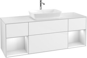 V&B Waschtischunterschrank Finion mit Wandbeleuchtung, Farbe: Weiß lackiert, Breite: 160 cm, Tiefe: 50,1 cm, Höhe: 50,1 cm - Bild 1
