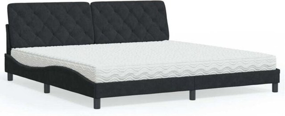 Modernes Polsterbett mit Matratze von vidaxl in Schwarz aus Samt und Metall, B/T: 200 x 200 cm - Bild 1