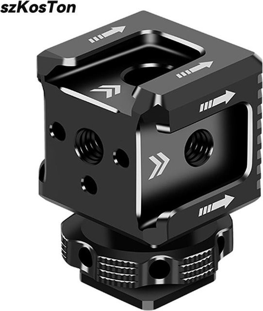 SZKOSTON Cold Shoe Mount Adapter mit 1/4 Zoll Loch für Monitor, Mikrofon oder Blitzlicht, Schwarz, kompatibel mit Canon und Nikon DSLR sowie Camcordern - Bild 1