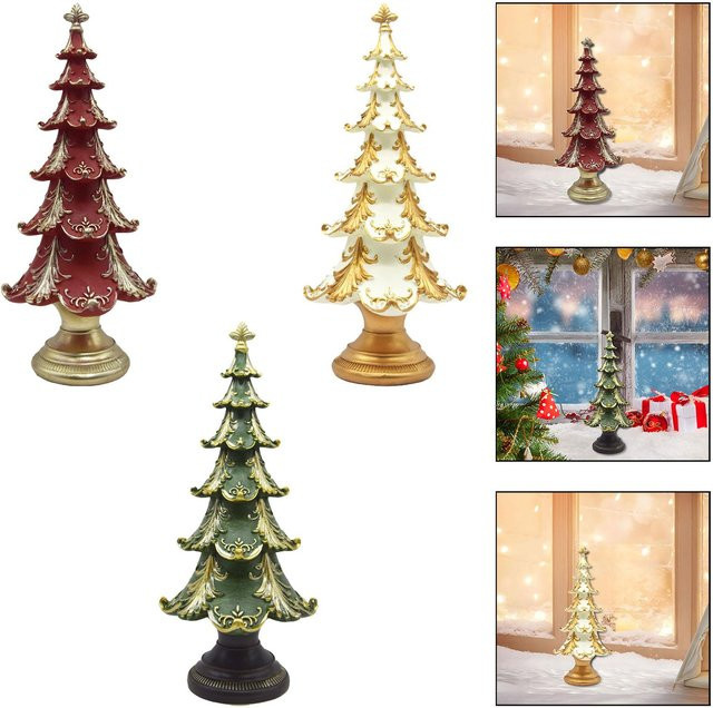 Homyl Weihnachtsbaum Statue aus Keramik in Grün als Desktop-Dekoration und Tischdekoration - Bild 1