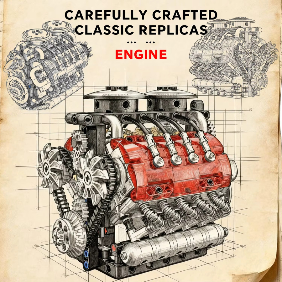 HUATEC Technischer Twin-Turbo-V8-Motor, Baukasten, 548 Teile - Bild 4