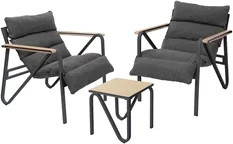 ML-Design Gartenmöbel Set 3-teilige Sitzgruppe in Anthrazit-Grau mit Tisch, 2 Stühlen und Sitzkissen aus Stahl und wetterfestem Polyestergewebe - Bild 1