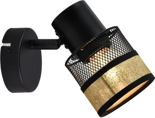 NETTLIFE Deckenleuchte aus Metall und Stoff in Schwarz und Gold/Messing mit E27 Fassung und verstellbarem Design im Vintage-Stil - Bild 1