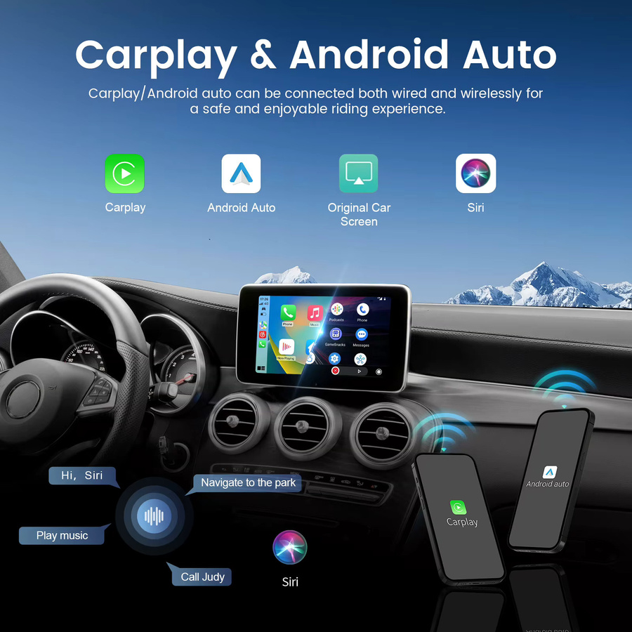 Podofo Wireless CarPlay und Android Auto Nachrüstkit für Mercedes Benz NTG 5.0 5.1 5.2 C-Klasse W205 und GLC 2015-2019 in Schwarz mit Rückfahrkamera-Unterstützung - Bild 3
