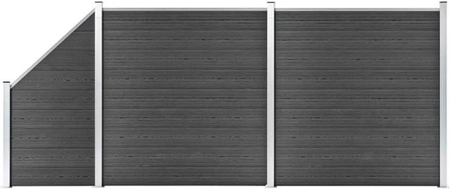 vidaXL WPC Zaunelement Set Schwarz B: 446 cm, H: 105-186 cm - Bild 1