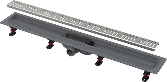 Alcadrain Duschrinne Linear Channel mit Rand für perforierten Rost in Chrom, Silber, Edelstahl - Bild 1