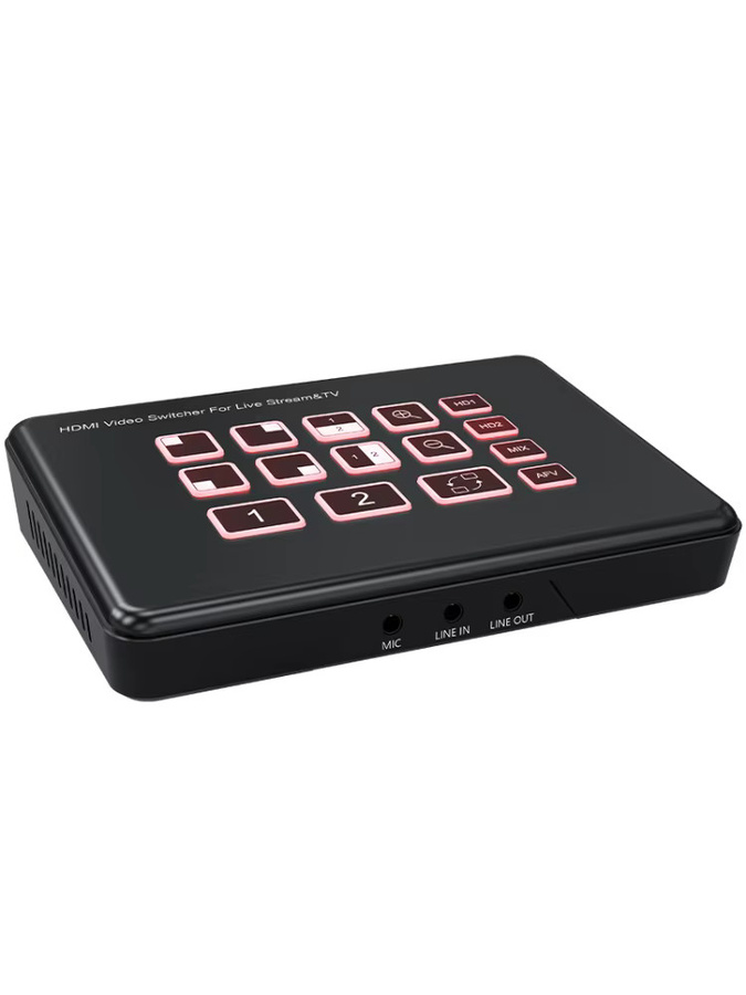 Konsenda 2-Wege-HDMI-Live-Stream-Umschalter mit Typ-C-Aufnahme und PIP-Funktion, 1080P 60 Hz Video-Mixer in Schwarz - Bild 7