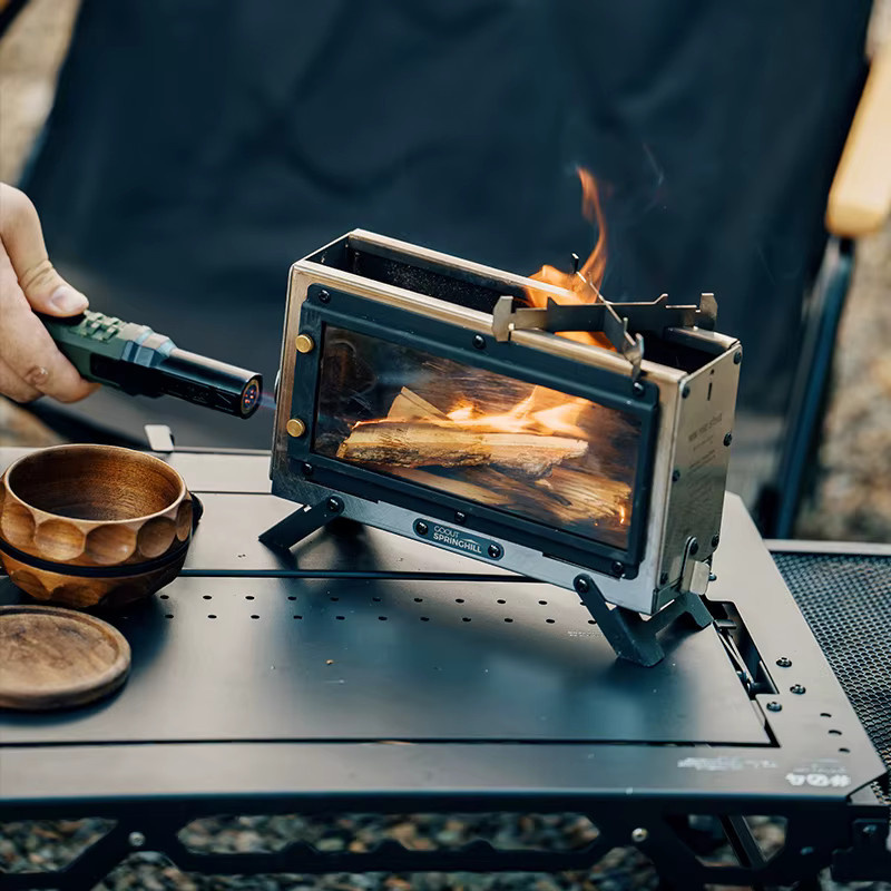 Goout Springhill Mini-Feuerstelle in Silber, kompakter und tragbarer Brennholzofen für Outdoor-Camping und als Kochherd - Bild 2