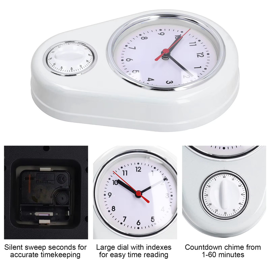 Qiilu 9-Zoll-Quarzuhr als multifunktionaler Küchentimer und geräuschlose Wanduhr mit klarem Display - Bild 3