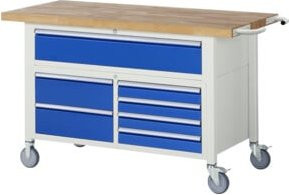 Rau Fahrbare Werkbank 8921 mit 7 Schubladen in Grau und Blau, B/T/H: 150 x 70 x 88 cm - Bild 1